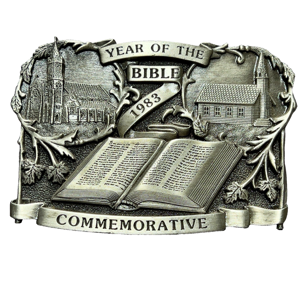 Vintage Bergamot Belt Buckle 1983 Year Of The Bible Commemorative Limited #1287